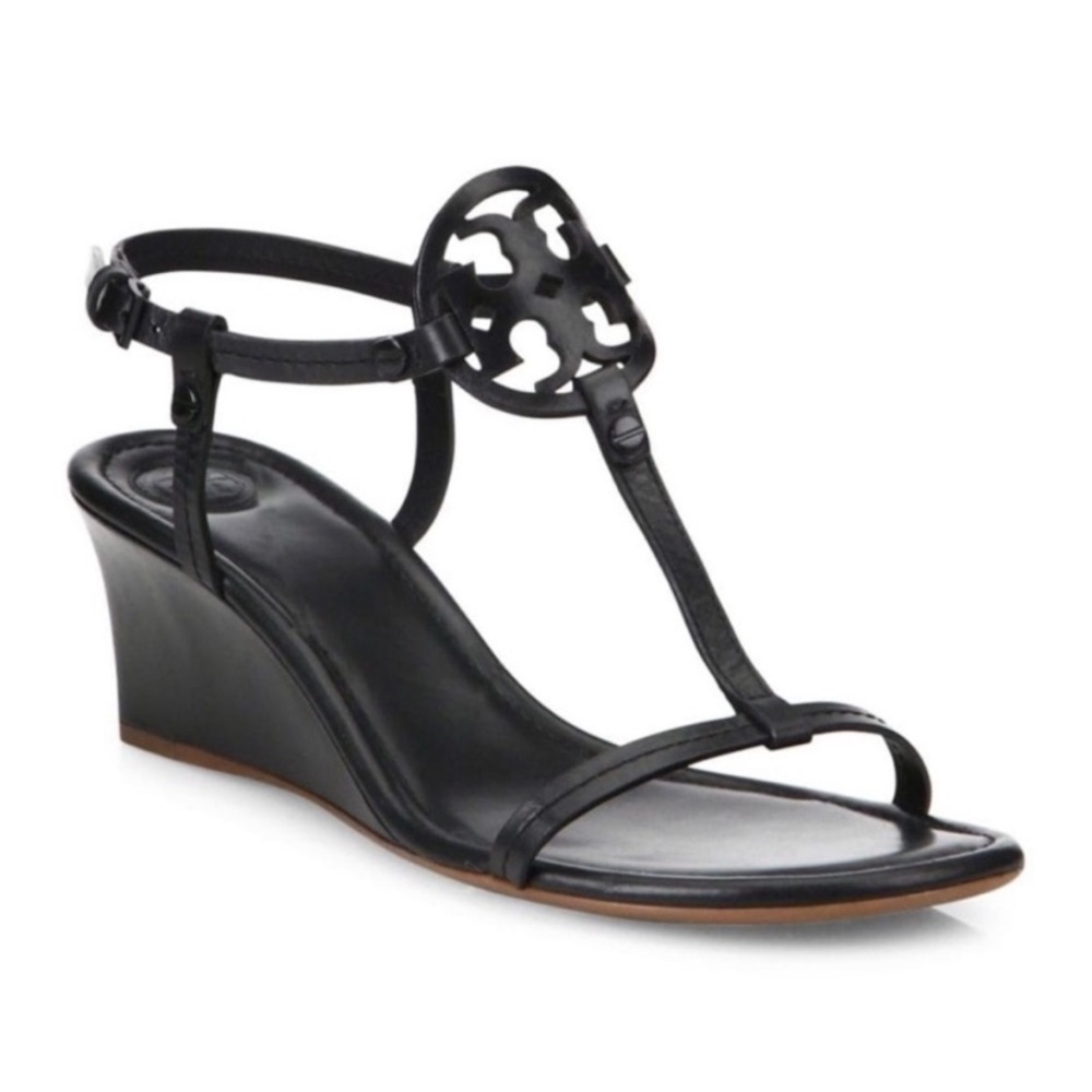 Tory Burch Black Wedge Sandals